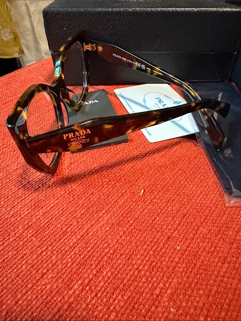Prada Women Tortoiseshell Cat-Eye Optical Glasses - Brown/Black Blend - Picture 9 of 9